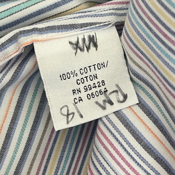Bugatchi Men's Classic Fit Cotton Multicolor Stripe Button Up Dress Shirt, Sz L - Picture 4 of 6